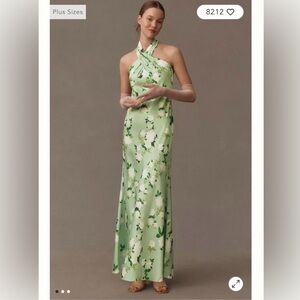 BHLDN RUBY TWIST HALTER SATIN GOWN